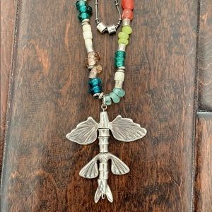Multi strand dragonfly necklace